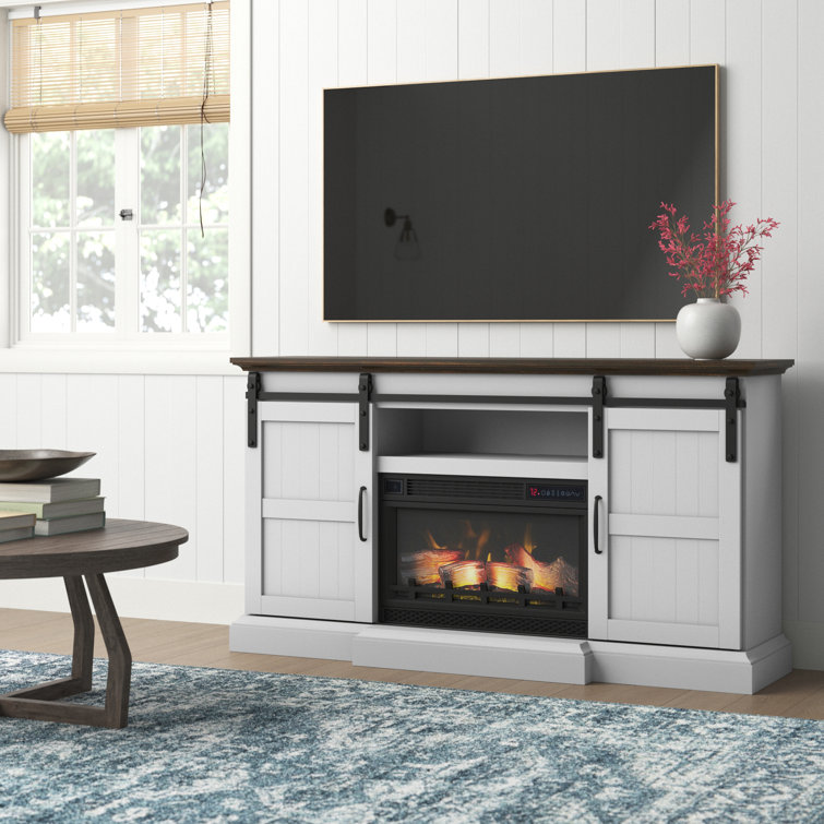 Wayfair white tv stand deals with fireplace